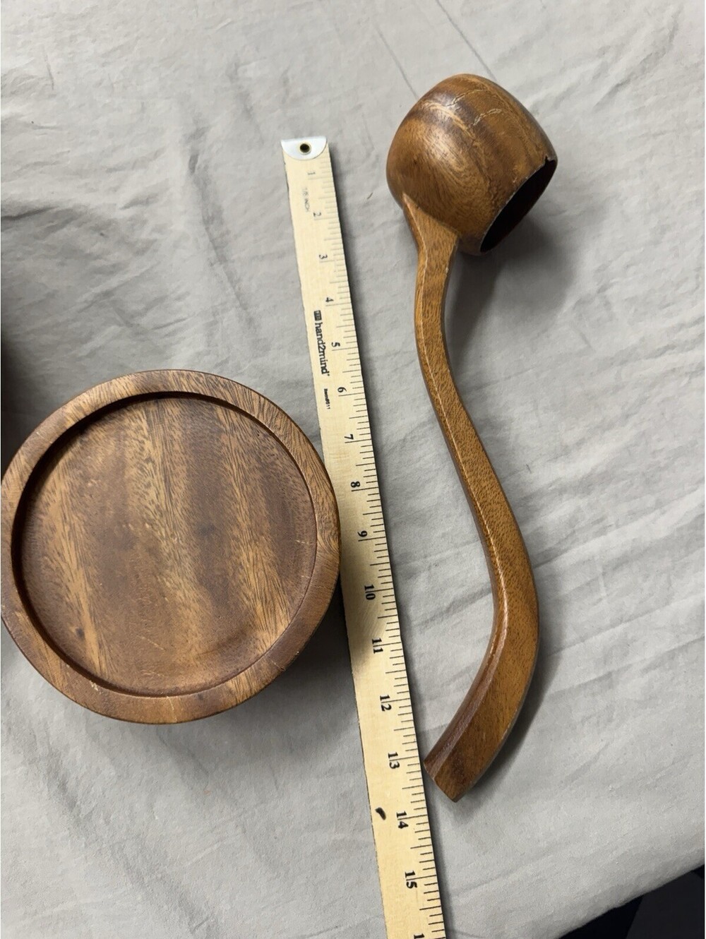 Vintage Monkey Pod Philippines Bowl, Stand And Ladle - Picture 10 of 10